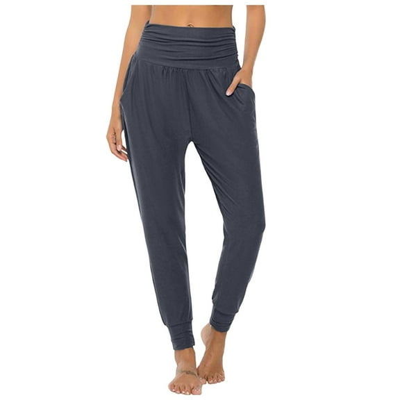 Women's Stretchy High Waisted Pants Soft Breathable Yoga Joggers for Running Workout Comfortable Casual Trousers with Pockets