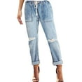 thumbnail image 1 of Women's Stretchy High Waisted Straight Leg Boyfriend Jeans Comfortable Denim Pants with Ankle Casual Style, 1 of 2