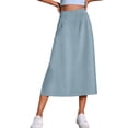 thumbnail image 1 of Women's Stretchy High Wasited A Line Long Maxi Skirt Below Knee Length Flared Midi Skirts Light Blue, 1 of 6