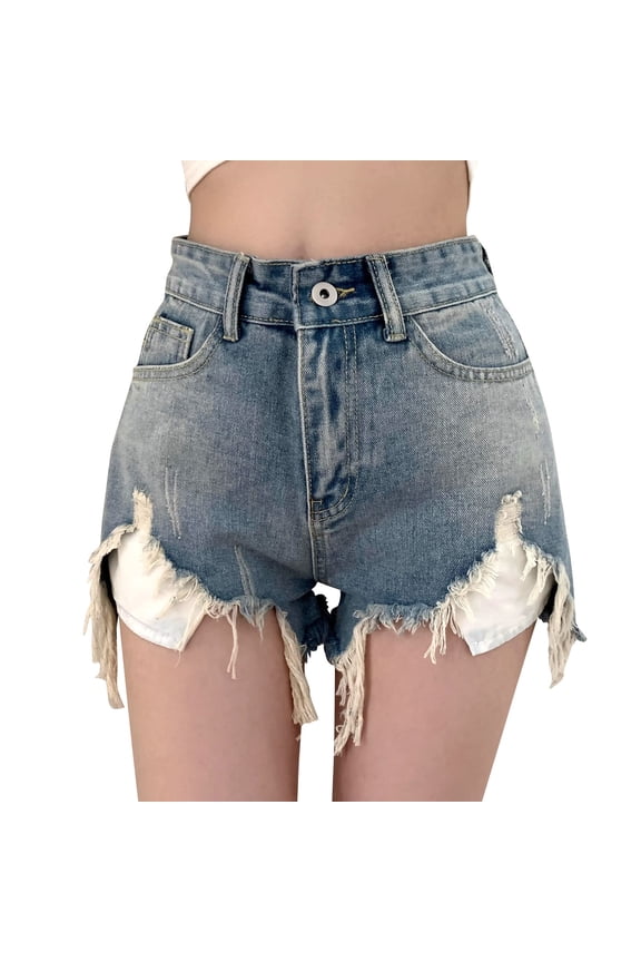 Women's Stretchy Loose Ripped Distressed High Waisted Denim Shorts Summer Workout Casual Short Jeans with Pockets