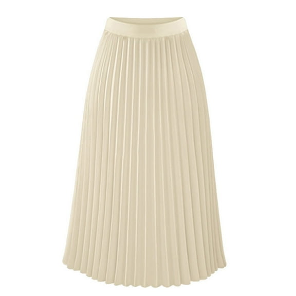 Women's Stretchy Pleated A-Line Skirt High Waist Flowy Swing Skirt Comfortable Casual Midi Skirt for Women