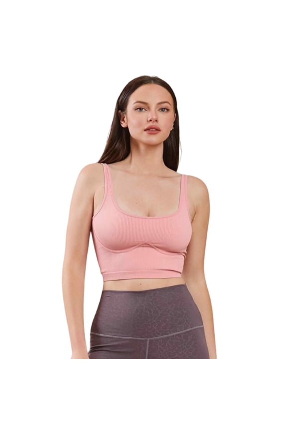 Women's Stretchy Seamless Serenity Cropped Tank Top, Dusty Rose, Medium / Large, 1 Piece