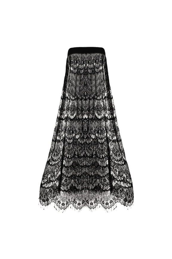 Women's Stretchy Sheer Mesh Long Skirt Tulle Maxi Skirt See Through Beachwear Bikini Cover Up Black