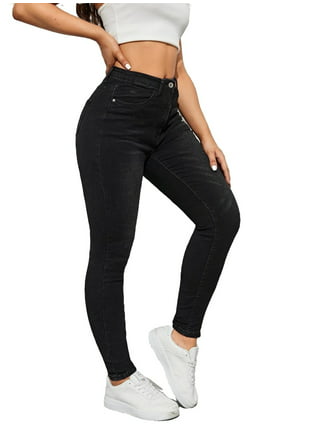 Kids Girls Jet Black Skinny Jeans Denim Ripped Fashion Stretchy Pants  Jeggings