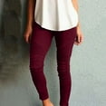 thumbnail image 1 of Women's Stretchy Skinny Slim Fit Mid Elastic Waist Cotton Full Elastic Casual Pants with Pockets ,Red, 1 of 1