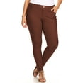 thumbnail image 1 of Women's Stretchy Slim Jeggings with 5 Pockets Cotton Blend, Coffee 2X-Large, 1 of 3