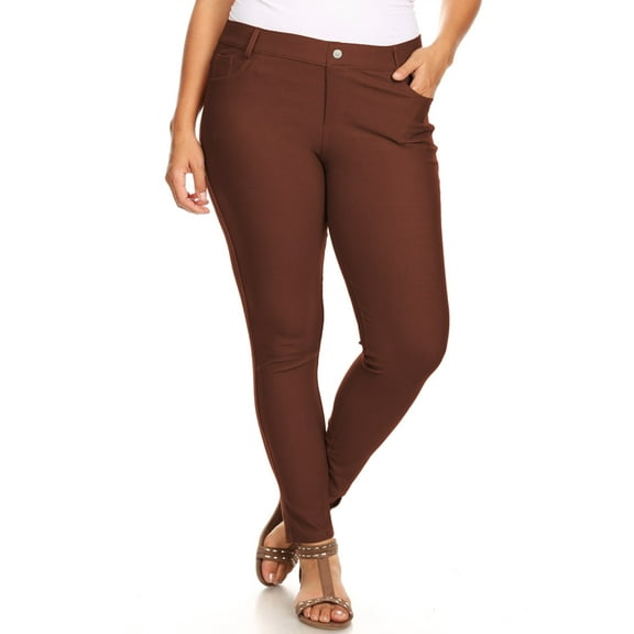 Women's Stretchy Slim Jeggings with 5 Pockets Cotton Blend, Coffee X-Large