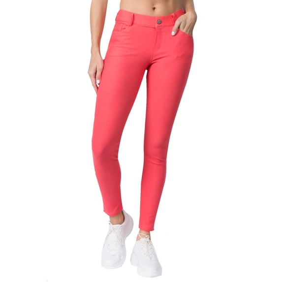 Women's Stretchy Slim Jeggings with 5 Pockets Cotton Blend, Coral X-Small