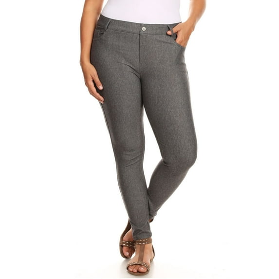Women's Stretchy Slim Jeggings with 5 Pockets Cotton Blend, Gray 3X-Large