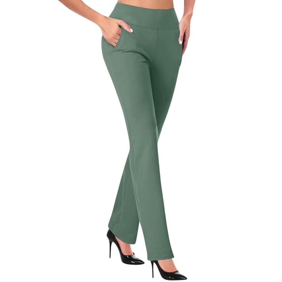 Women's Stretchy Straight Dress Pants With Pockets Tall Petite Regular For Office Work Business