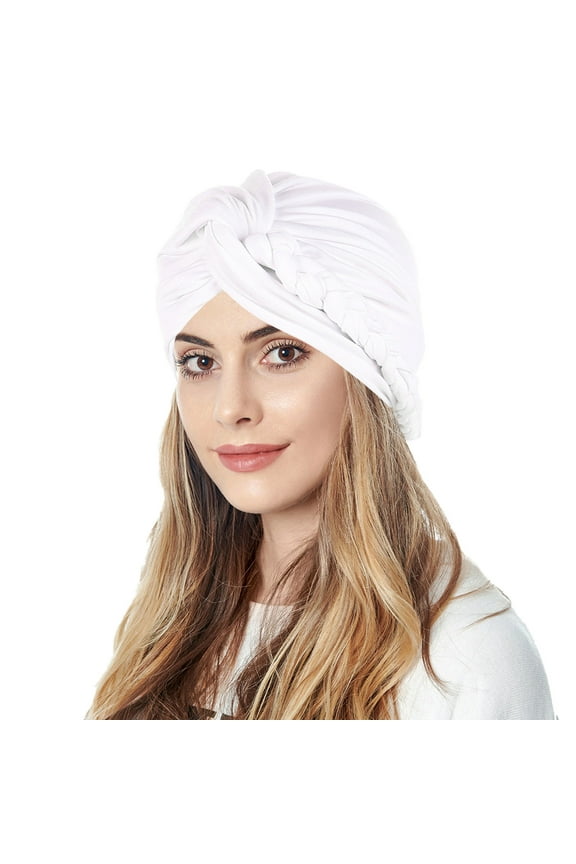 Women's Stretchy Turban Headwrap - Soft Hair Cover & Scarf for Daily Wear,White,One Size,Dailypoc