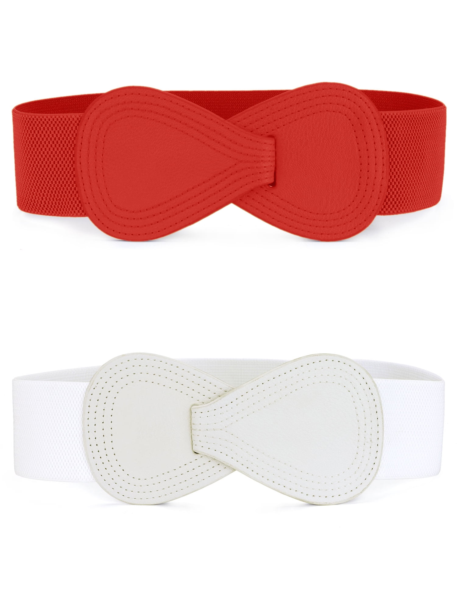 3143 2pcs Women\'s Plus Size Stretchy Waist Belt 8-shaped Faux Leather INSPIRE CHIC Women main image 3