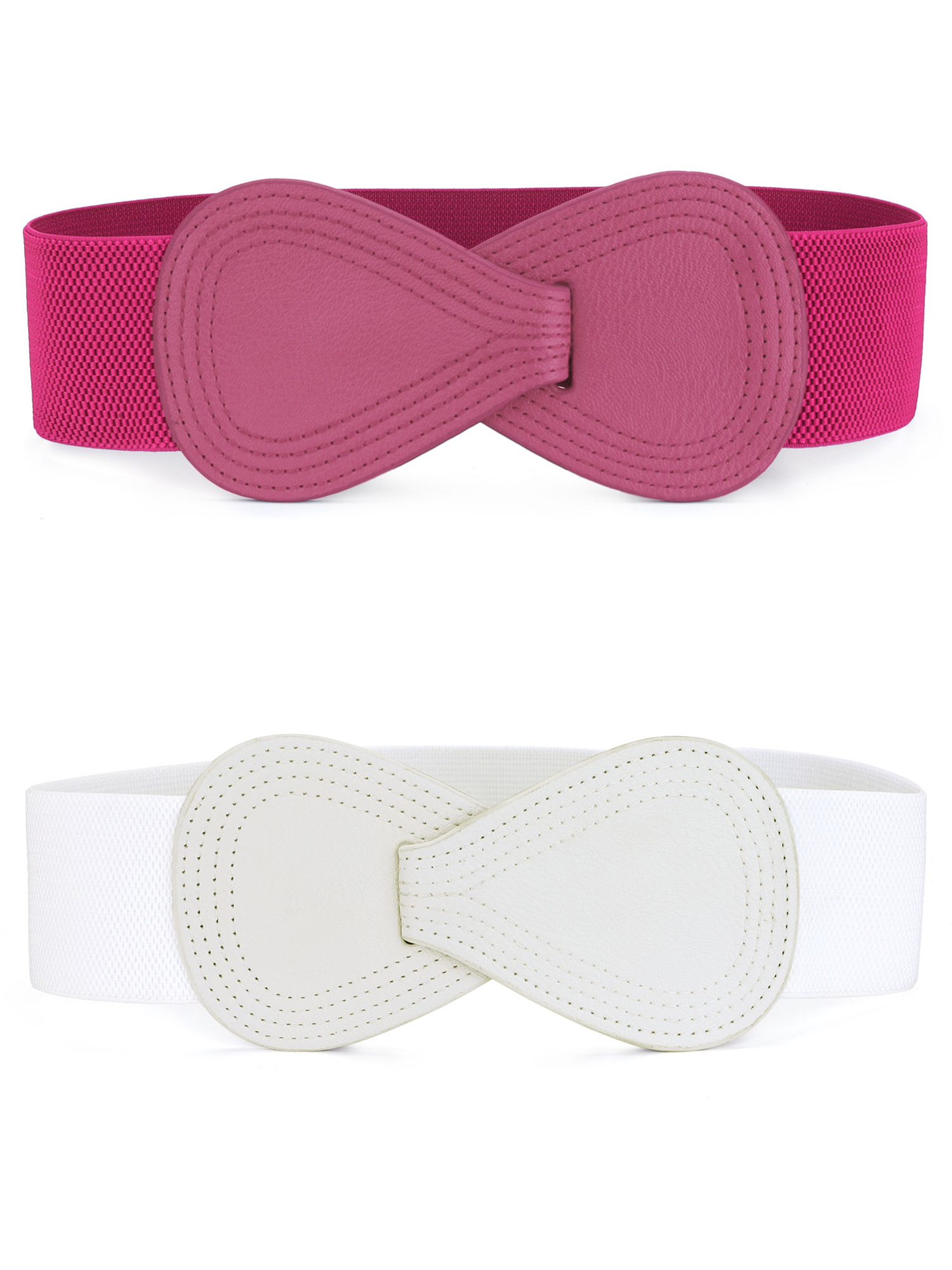 7276 2pcs Women\'s Plus Size Stretchy Waist Belt 8-shaped Faux Leather INSPIRE CHIC Women main image 2