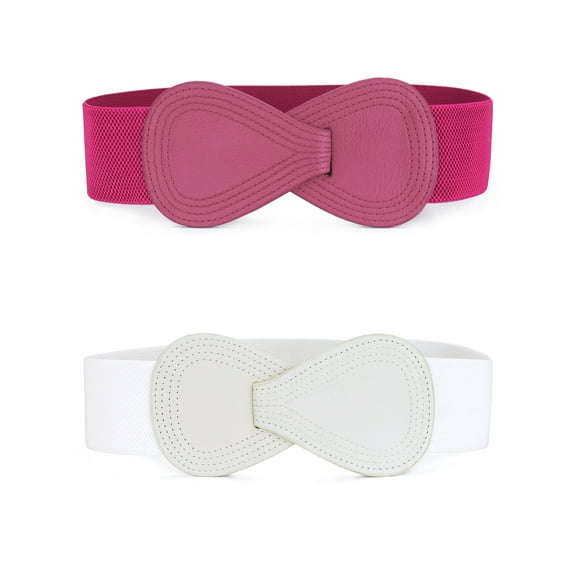 INSPIRE CHIC Women's Stretchy Waist Belt 8-shaped Skinny Faux Leather Elastic Dress Belts