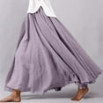 thumbnail image 1 of Women's Stretchy Waist Flowy Midi Skirt For Daily Wear Vacation Dance Comfortable Elastic High Waist Long Skirt Basic Solid Color Casual Boho Skirt Short Skirt Can Can Skirt Skirt with Shorts, 1 of 6