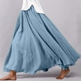 thumbnail image 1 of Women's Stretchy Waist Flowy Midi Skirt For Daily Wear Vacation Dance Comfortable Elastic High Waist Long Skirt Basic Solid Color Casual Boho Skirt Short Skirt Can Can Skirt Skirt with Shorts, 1 of 6