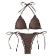 thumbnail image 1 of Women's String Triangle Bikini Two Piece Bikini Sets for Women Swimsuit Halter Top Bathing Suit (Brown,M), 1 of 6