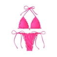 thumbnail image 1 of Women's String Triangle Bikini Two Piece Bikini Sets for Women Swimsuit Halter Top Bathing Suit (Pink,L), 1 of 6