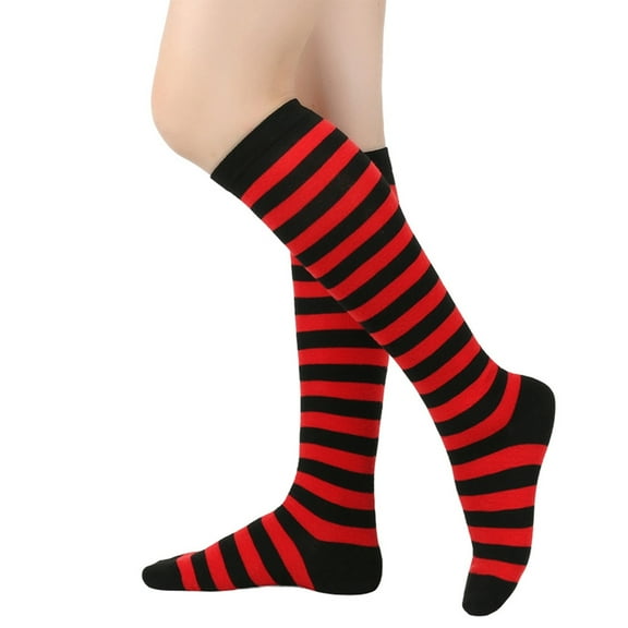 Women's Stripe Knee Highs Socks Christmas Stockings Stripe Calf Socks Halloween Party