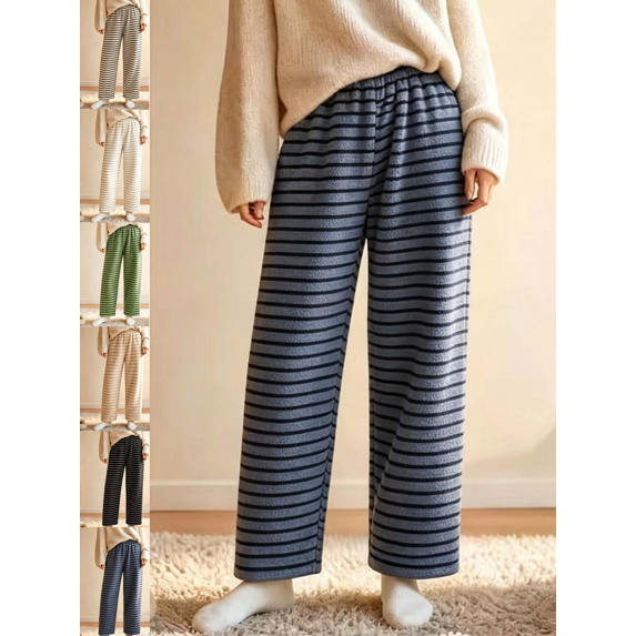 Women's Stripe Pajama Pants Casual Elastic Waist Loose Wide Leg Lounge Bottoms Comfy Casual Breathable Everyday Wear