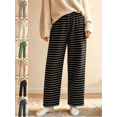 thumbnail image 1 of Women's Stripe Pajama Pants Casual Elastic Waist Loose Wide Leg Lounge Bottoms Comfy Casual Breathable Everyday Wear, 1 of 7