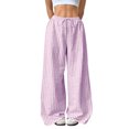 thumbnail image 1 of Women’s Stripe Wide Leg Pants Elastic Waist Drawstring Wide Leg Casual Trousers Summer Lightweight Pants, 1 of 8