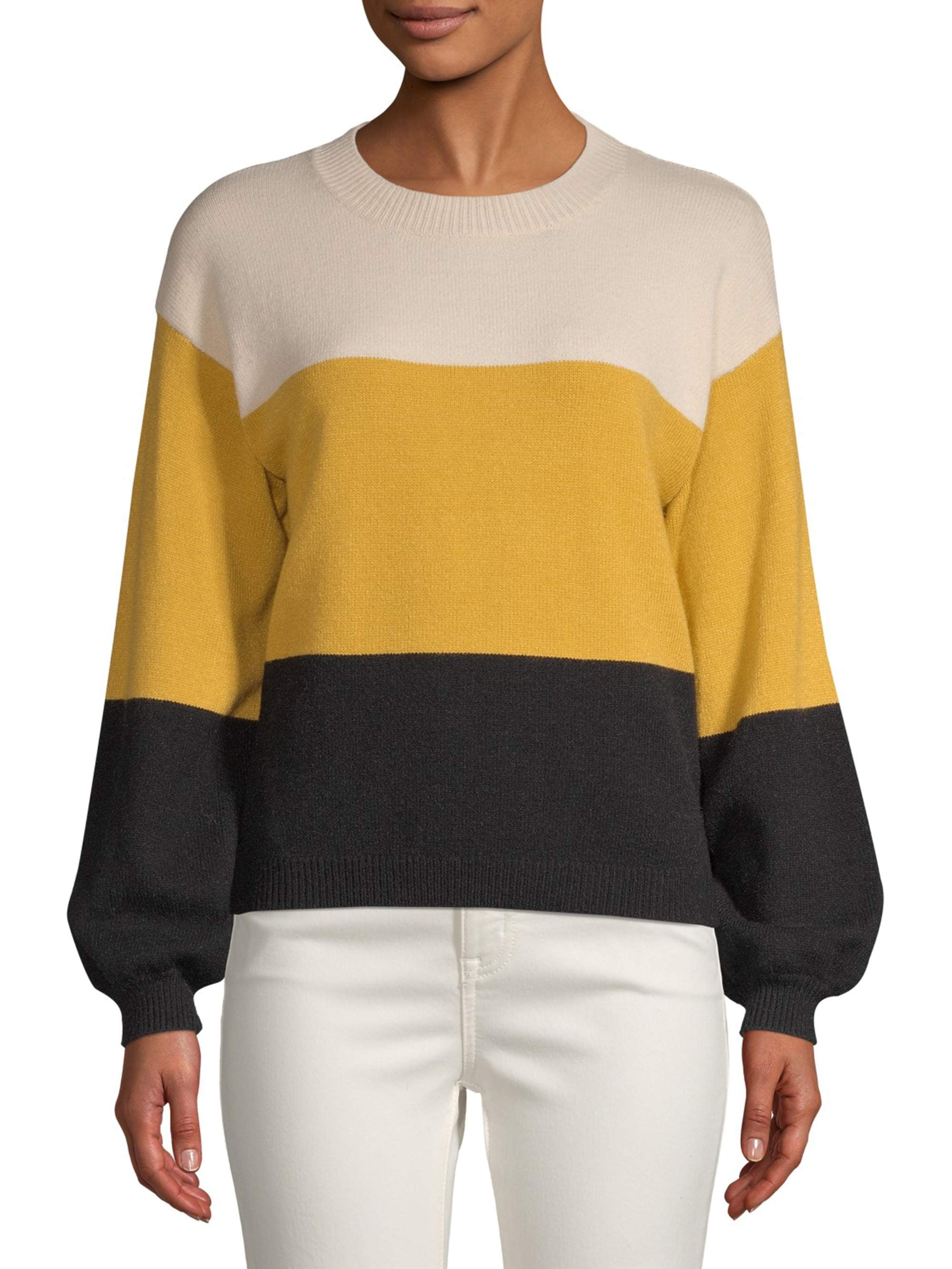 Striped balloon sleeve sweater top