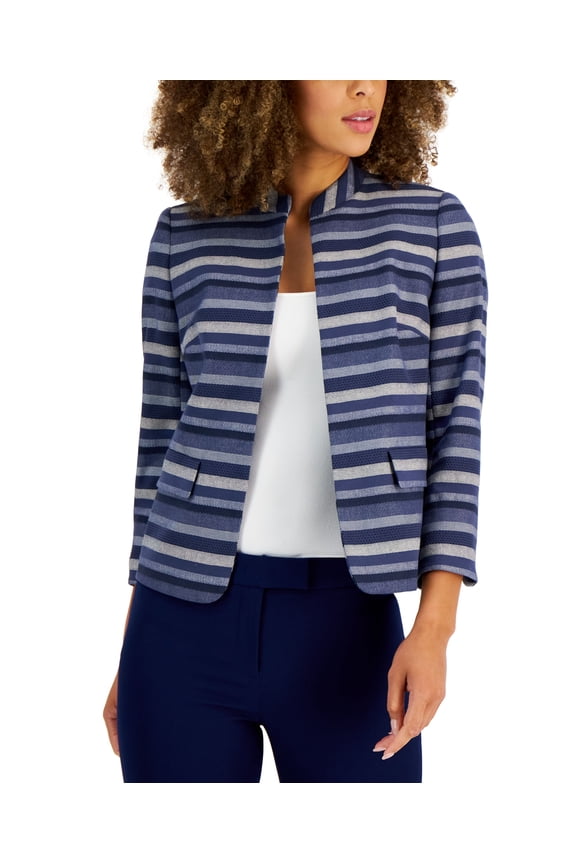 Women's Striped Band-Collar Jacket Distant Mountain Combo 2