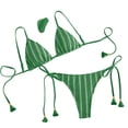 thumbnail image 1 of Women's Striped Bikini Swimsuit Two-piece Swimsuit Set Green S, 1 of 4
