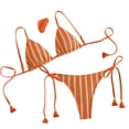 thumbnail image 1 of Women's Striped Bikini Swimsuit Two-piece Swimsuit Set Saffron S, 1 of 4