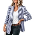 thumbnail image 1 of Women's Striped Blazer Open Front Lightweight Long Sleeve Jacket Business Casual Office Work Wear Top, 1 of 6