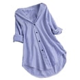 thumbnail image 1 of Women's Striped Button Down Shirts Classic Long Sleeve Stylish Collared Work Blouses Tops M, 1 of 4