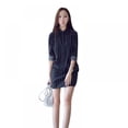 thumbnail image 1 of Women's Striped Button up Collar Summer Long Sleeve Shirt Dress, 1 of 6