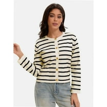 Women's Striped Cardigan Sweaters Fall Outfits Clothes Fashion Trendy Long Sleeve Tops Casual Lady Jackets