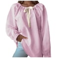 thumbnail image 1 of Women's Striped Chiffon Shirts Boat Neck Long Sleeve Dressy Business Casual Work Blouses with Bow Tie Fall Fashion Tops, 1 of 5