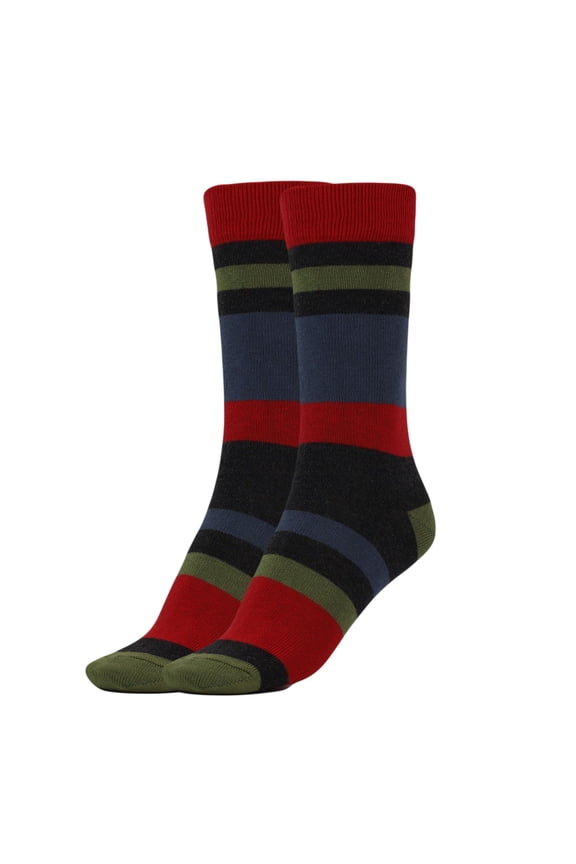 Women's Striped Cotton Crew Socks 1 Pair - Colorful Casual Socks with Stay-Up Band, Fits Shoe Size 5-10