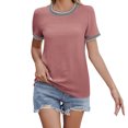 thumbnail image 1 of Women's Striped Crew Neck Short Sleeve T Shirt Casual, Made of Soft & Breathable Fabric, Versatile with Solid Colors, Available in Multiple Sizes, 1 of 4