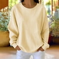 thumbnail image 1 of Women's Striped Crewneck Sweatshirt Oversized Long Sleeve Pullover Hoodless Tops Loose Casual Loungewear Yellow S, 1 of 7