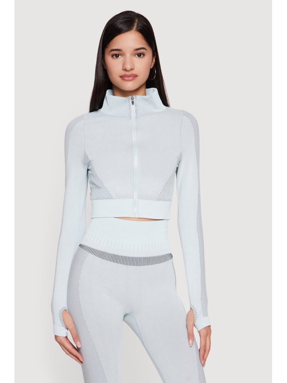 Women's Striped Detail Seamless Cropped Active Jacket