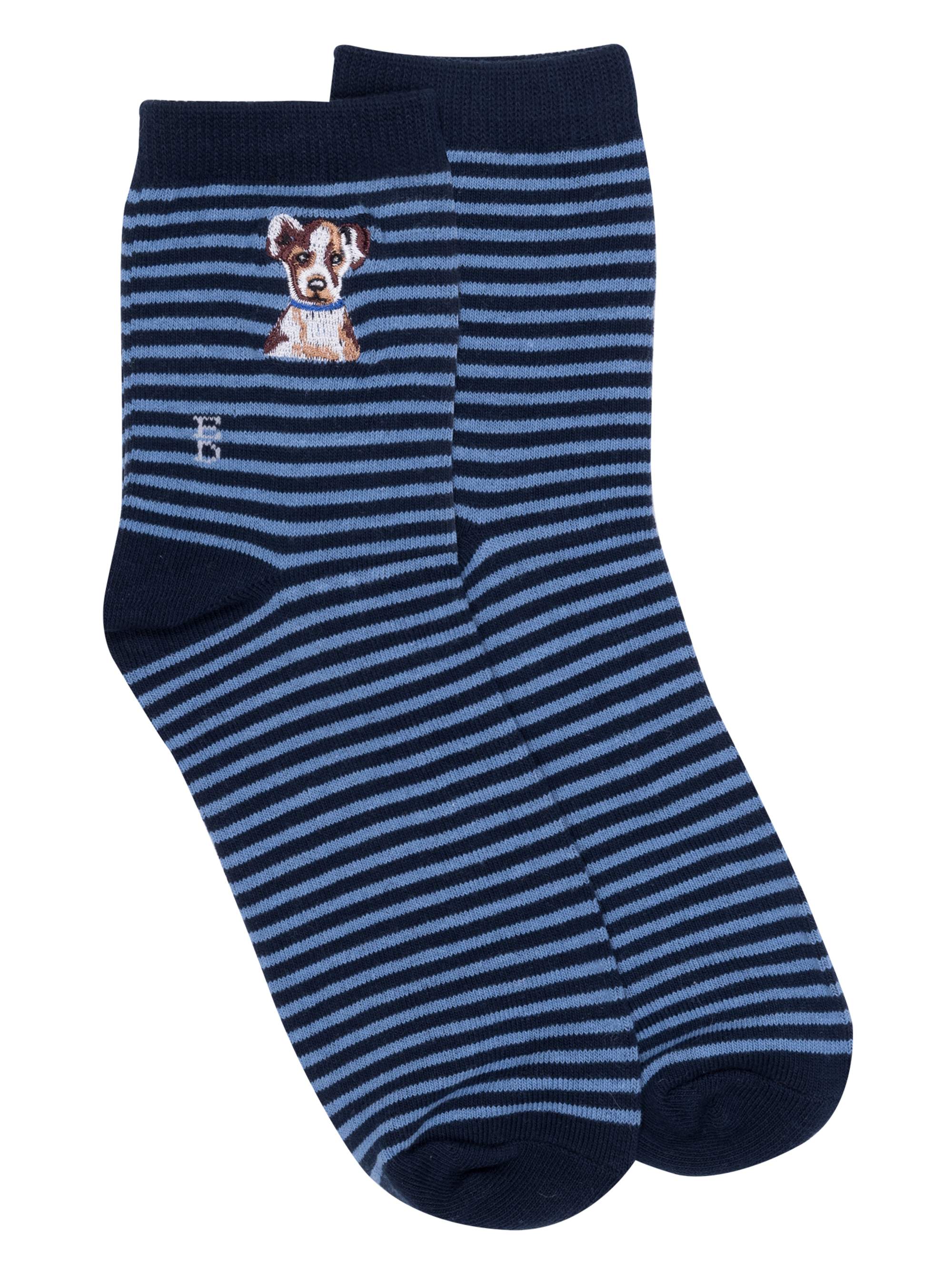 Women's Striped Embroidered Dog Low Crew Socks - image 1 of 1
