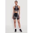 thumbnail image 1 of Women's Striped Fishnet Detail Seamless Biker Shorts, 1 of 4