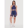 thumbnail image 1 of Women's Striped Fishnet Detail Seamless Biker Shorts, 1 of 4
