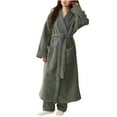 thumbnail image 1 of Women's Striped Fleece Bathrobe Fuzzy Warm Long Robe Loose Long Sleeve Winter Robe with Pockets, Soft Home Loungewear, 1 of 2