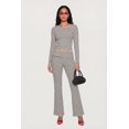 thumbnail image 1 of Women's Striped Fold Over Flare Pants, 1 of 4
