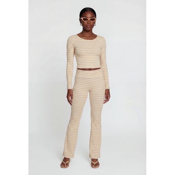 Women's Striped Fold Over Flare Pants