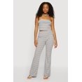 thumbnail image 1 of Women's Striped Fold Over Waist Textured Knit Pants, 1 of 4
