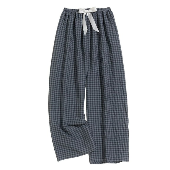 Women's Striped Gingham Boxer Pants Cotton Pajama Lounge Pj Casual Plaid Trousers Y2K Beach Bottoms with Pockets
