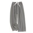 thumbnail image 1 of Women's Striped Gingham Boxer Pants Cotton Pajama Lounge Pj Casual Plaid Trousers Y2K Beach Bottoms with Pockets, 1 of 2