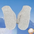 thumbnail image 1 of Women's Striped Knit Mittens, Plush Lined Winter Gloves with Windproof Design, Thickened Thermal Adult Gloves, All-Season Warmth Gloves for Commuters Grey, 1 of 3