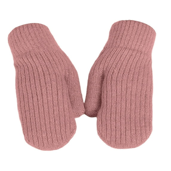 Women's Striped Knit Mittens, Plush Lined Winter Gloves with Windproof Design, Thickened Thermal Adult Gloves, All-Season Warmth Gloves for Commuters Pink